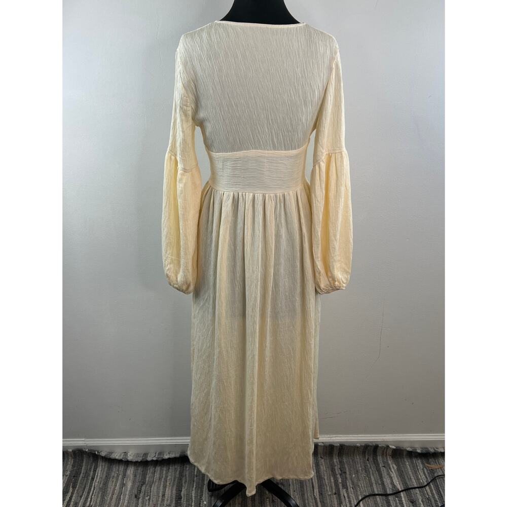 Commense Boho Lantern Beige Split Maxi Dress Plun… - image 7